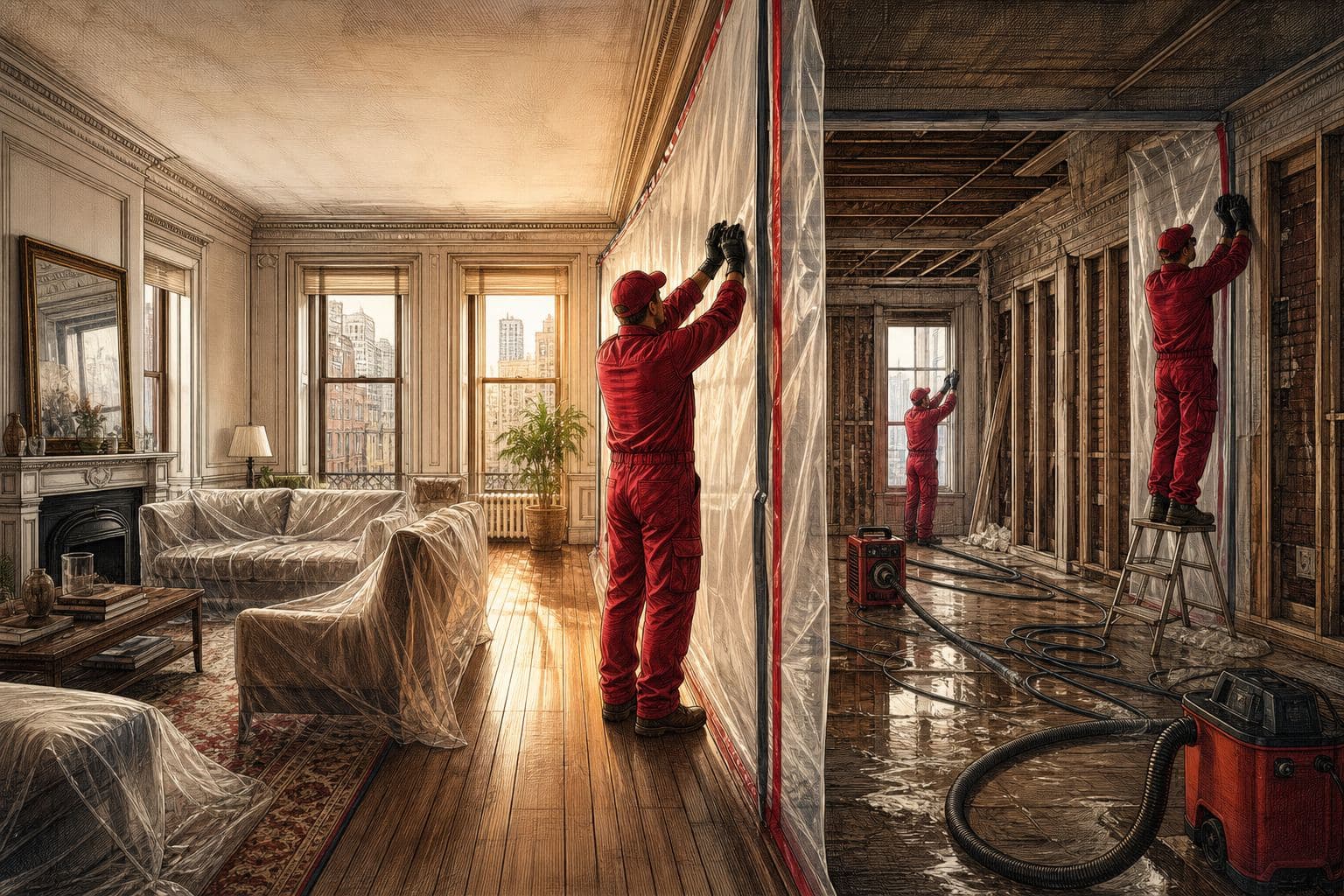Commercial drying equipment on a Greater Vancouver loss